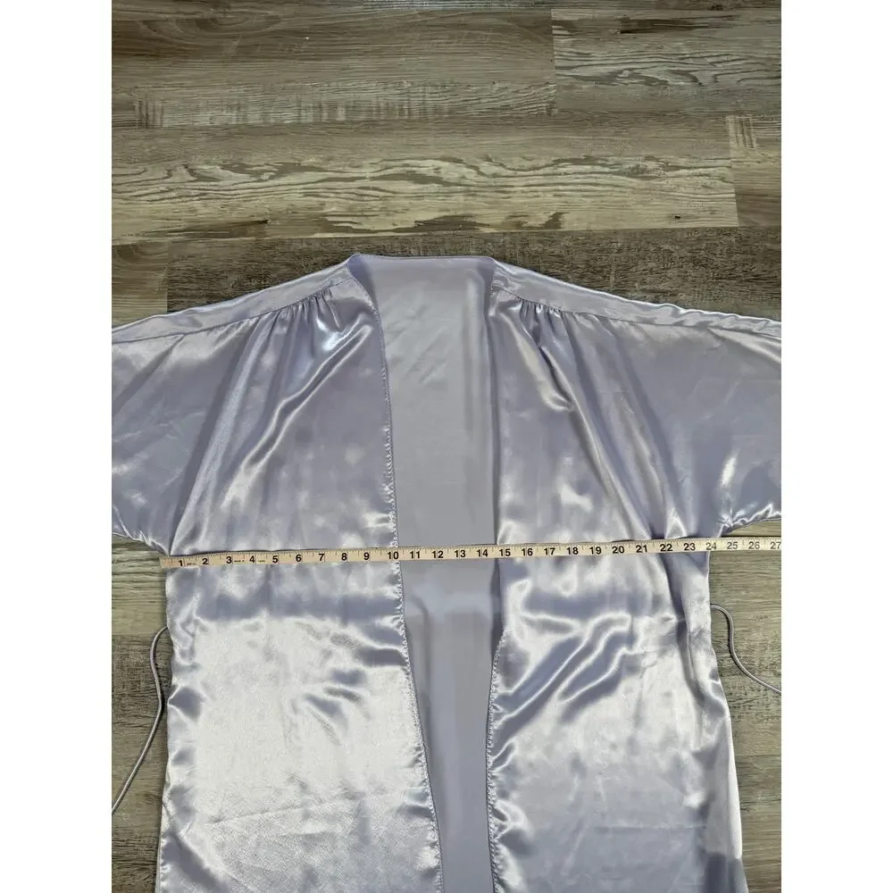 Vintage 90S California Dynasty Lilac Satin Robe Slip Peignoir Set Brisal USA M/S